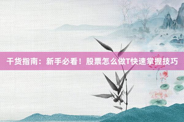 干货指南：新手必看！股票怎么做T快速掌握技巧