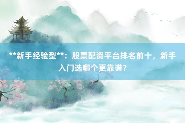 **新手经验型**：股票配资平台排名前十，新手入门选哪个更靠谱？