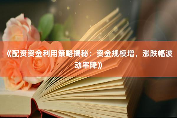 《配资资金利用策略揭秘：资金规模增，涨跌幅波动率降》