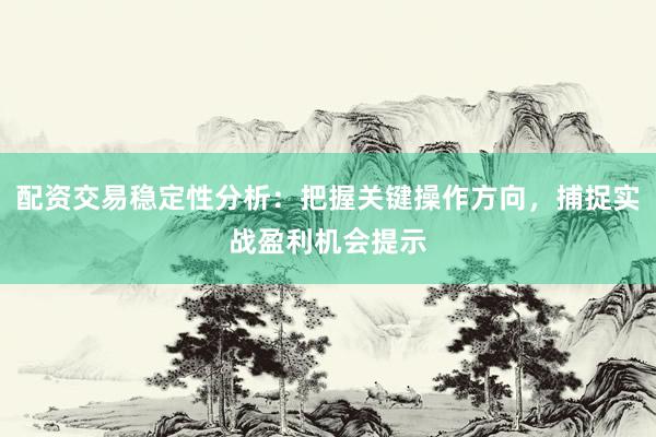配资交易稳定性分析：把握关键操作方向，捕捉实战盈利机会提示
