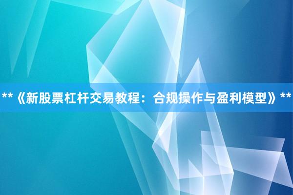 **《新股票杠杆交易教程：合规操作与盈利模型》**