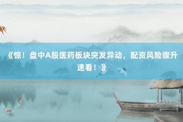 《惊！盘中A股医药板块突发异动，配资风险骤升速看！》