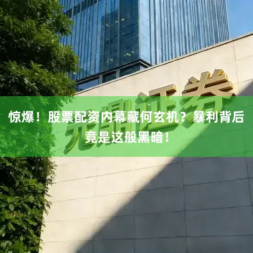 惊爆！股票配资内幕藏何玄机？暴利背后竟是这般黑暗！