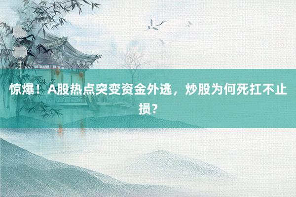 惊爆！A股热点突变资金外逃，炒股为何死扛不止损？