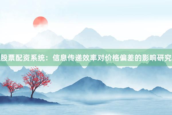 股票配资系统：信息传递效率对价格偏差的影响研究