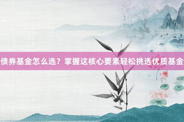 债券基金怎么选？掌握这核心要素轻松挑选优质基金