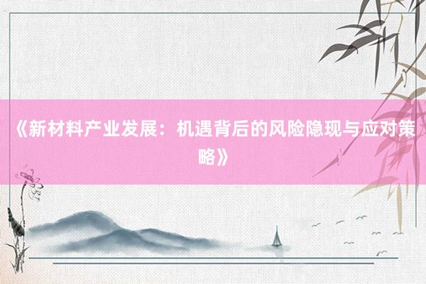《新材料产业发展：机遇背后的风险隐现与应对策略》