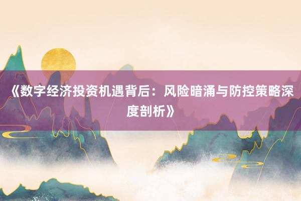 《数字经济投资机遇背后：风险暗涌与防控策略深度剖析》